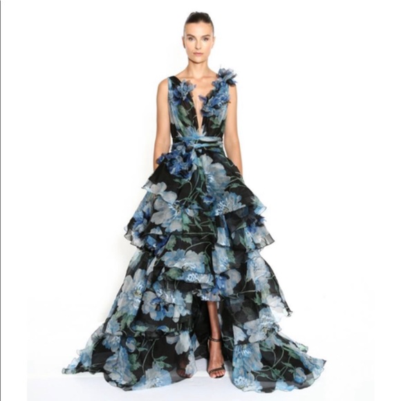 Marchesa couture floral chiffon gown - Picture 1 of 7